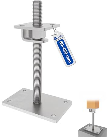GeZu Impex Adjustable Post Support 100 x 100 mm | 60-480 mm | Hot Dip Galvanised height adjust holder elevated base