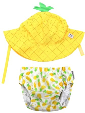 Zoocchini Sonnenschutz-Set für Kinder – Badeanzug + Hut Ananas UPF 50+ S – 2 Stück