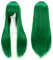 IMISSU 80 cm langes glattes Naturhaar Cosplay Perücken mit Pony Bunt Halloween Kostüm Party Perücke Haarverlängerungen (Hell Grün)