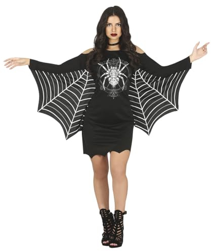 FIESTAS GUIRCA Spinnenkostüm für Damen, kurzes schwarzes Kleid mit Spinnenärmeln und Spinnenärmeln für Erwachsene