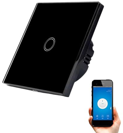 Interruptor WiFi Inteligente de Pared compatible con Alexa, Google Home y Smart Life, iOS y Android, Programable – Smartfy (Simple Negro)