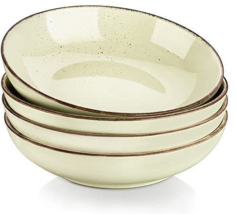 vancasso Serie NAVIA Servizi di Piatti, Piatti da Pasta, Spaghetti, Piatti Porcellana per 4 persone, Scodelle, Bowl Colazione/Poke Stile Moderno