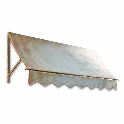 Loberon Vordach Maltot, Schützt vor Regen, Wind & Sonne, Antikes Finish im Rusty-Look, Stilvolle Überdachung, Gartenzubehör, Outdoor, Eisen, antikgrau