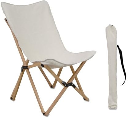 osoltus Holz Faltsessel Sessel Campingsessel (Beige, Stuhl) faltbar Hocker für Outdoor und Indoor