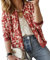 ECOWISH Damen Casual Jacke Blumenmuster Langarm Bomberjacke Reißverschluss Stehkragen Outwear Kurz Coat Herbst Frühling 03Rot M