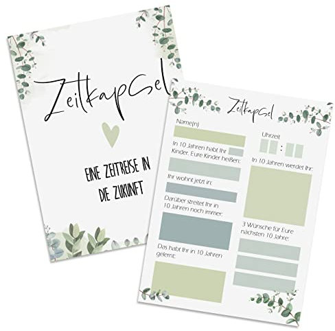Nastami Hochzeitsspiel Zeitkapsel Karten EUCALYPTUS 50 Stück