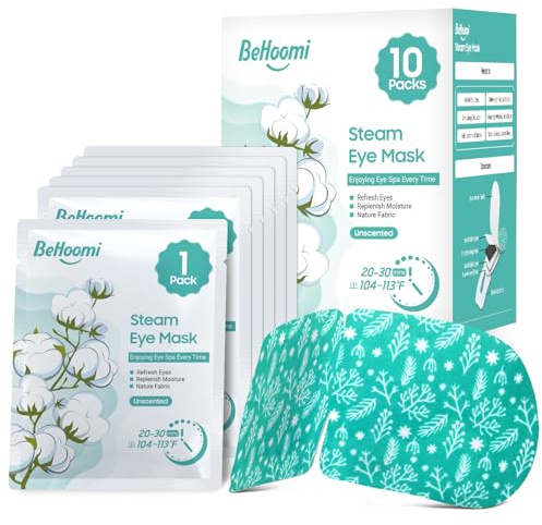 BeHoomi Steam Eye Mask, 10 Packs Heated Eye Mask, Self Heating Disposable SPA Warm Compress for Eyes Sleep Mask, Soothing Moist Heat Eye Masks, Travel Essentials & Relaxation Gifts (Unscented)
