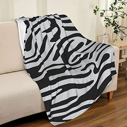 3D Kuscheldecke 150x200 Flanell Fleecedecke Schwarz Und Weiß Decke Zebra, Flauschig Mikrofaser Wohndecke Streifen, für Sofadecke Couchdecke Sofaüberwurf Bettüberwurf