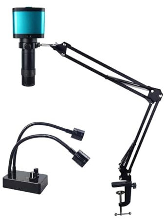 Gringoo Adjustable Microscope Arm 1-130X Zoom C Mount Lens Camera Light, 48MP 4K 1080P HDMI USB Digital Microscope, Metal, LED