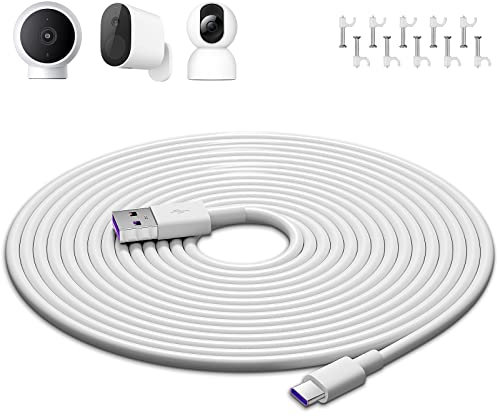 ACAGET Cavo USB Type-C 10M Extra Lungo per Mi Camera 2K Magnetic Mount,Cavi di Prolunga di Alimentazione Telecamere di Sicurezza Cavo USB Tipo C per Mi Wireless Outdoor Security Camera 1080p, Bianco