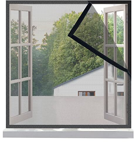 Risareyi Fiberglass Fly Screens for Windows 60x110cm, Grey Window Screen Mesh Reinforced Mosquito Net Window Fly Screen, Full Frame Magic Tape, Anti Mosquito Insects, Lets Fresh Air in