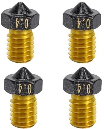 M6-Düse, antihaftbeschichtet, PTFE-beschichtet, 0,4 mm, kompatibel mit Anycubic Kobra Mega S X Chiron, Prusa i3 MK3S Prusa Mini Mini+ Extruder V6 Hotend 3D-Drucker (4 x 0,4 mm Düsen)