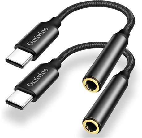 USB C to 3.5mm Jack 2 Pack, USB Type C to Headphone Jack Adapter, 3.5mm to USB-C AUX Nylon Earphone Adapter for iPhone 15/Plus/Pro/Pro Max, iPad Pro/Air/mini, Samsung Galaxy, Pixel, HUAWEI Mate, etc