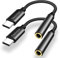 USB C to 3.5mm Jack 2 Pack, USB Type C to Headphone Jack Adapter, 3.5mm to USB-C AUX Nylon Earphone Adapter for iPhone 15/Plus/Pro/Pro Max, iPad Pro/Air/mini, Samsung Galaxy, Pixel, HUAWEI Mate, etc