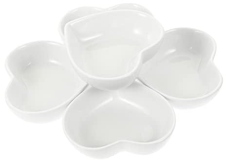 RORPOIR 6pcs Heart Shaped Plate Sauce Dipping Dish Tableware for Japanese Serving Dishes Food Plate for Restaurant Dessert Snack