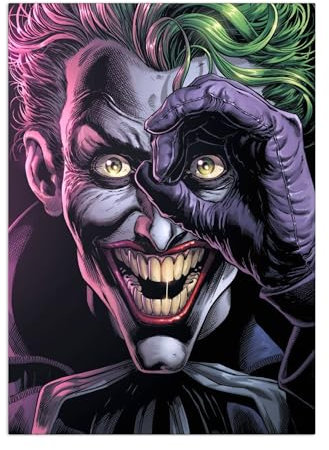 Displate Offiziell DC Comics MetallPoster Magnetische Befestigung Inklusive Lizenziert Bilder Hochwertiges Poster Batman Three Jokers - I see you 45 cm x 32 cm
