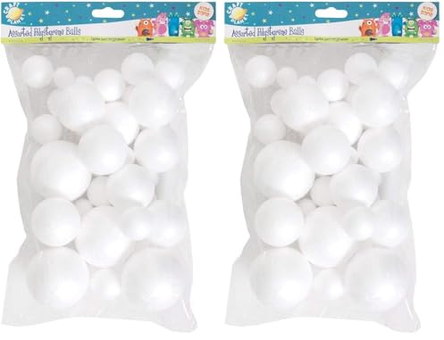 Craft Planet Docrafts Polystyrene Balls, Assorted Sizes,White, (Pack of 80)