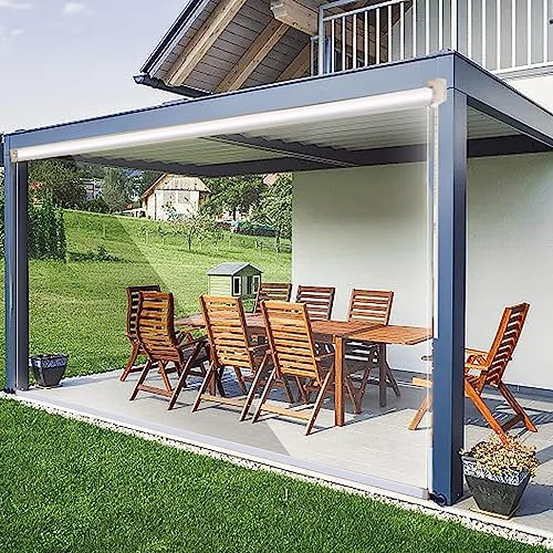 FENGSHOUU Store Enrouleur en PVC imperméable Transparent,Anti-poussière à Isolation Thermique,Rideau Anti-Pluie,pour Jardin Extérieur,Balcon,Porte Patio,Pergola,Gazebo,Largeur x Hauteur (120x120cm)