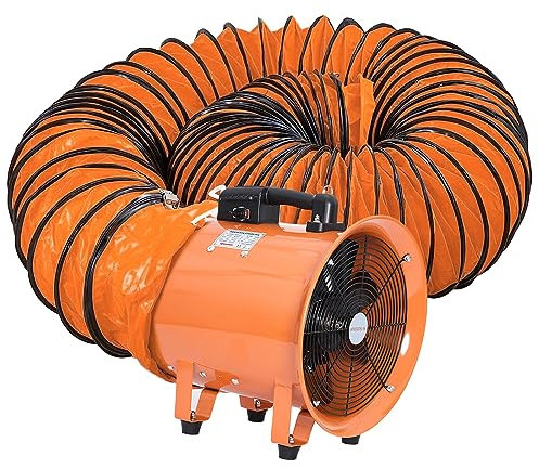 Utility Blower Fan 10 Inch, 550W High Velocity Ventilator with Duct Hose, Low Noise Portable Ventilation Fan, Fume Extractor for Exhausting & Ventilating at Home and Job Site (10IN FAN+25FT HOSE)