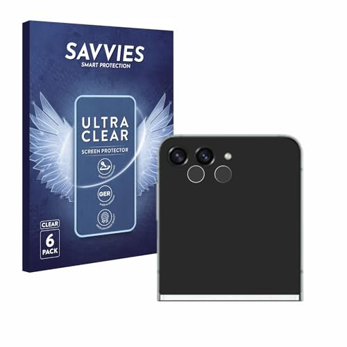 Savvies Schutzfolie für Samsung Galaxy Z Flip 5 | (NUR Kameraschutz) 6 Stück Transparenter Displayschutz Made in Germany Ultra-Klar Displayschutz-Folie