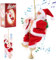 Gfilay Kletternder Weihnachtsmann mit Musik, Weihnachtsbaum-Anhänger, neuartiger kletternder Weihnachtsmann an einem Seil, Feiertagsdekoration, tolles Geschenk