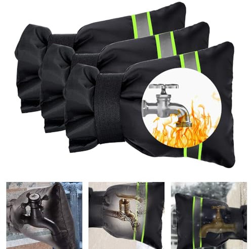 LANSKYLAN 3 Stück Wasserhahn Abdeckung Winter Frostschutz Wasserhahn Aussen Thermoschutz für Garten Wasserhahn Schutz 21 * 17cm Outdoor Verdickung Winterfester Beutel Winterschutz für Außenwasserhahn