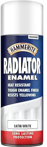 AMK® Hammerite Satin White Radiator/Cooker Enamel Heat Resistant Paint Spray 400ml