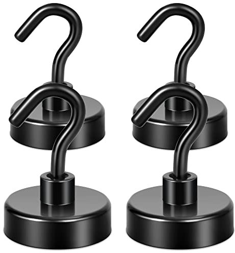Neosmuk Schwarze Magnethaken, 30kg Hochleistungs-Erdmagnete mit Haken, extra starker Cruise-Haken zum Aufhängen(schwarz, 4er-Pack)