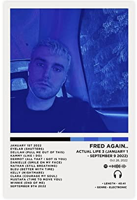 Fred Again.. Actual Life 3 Album Poster Leinwand Poster Schlafzimmer Dekor Sport Landschaft Büro Zimmer Dekor Geschenk Unrahmen-Stil 20 x 30 cm