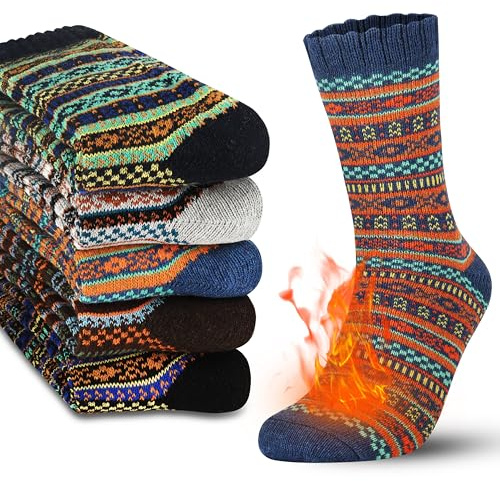 Jeasona 5 Paare Thermosocken Herren 39-46 Warm Wintersocken Herren Warm Thermo Dicke Socken Männer Wärme