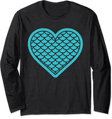 Halloween Fischschuppen Meerjungfrau Herz Kostüm Frauen Mädchen Teenager Langarmshirt