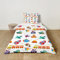 Hiseng Bettwäsche-Sets, Karikatur Kinder Bettwäsche Set, Kuschel Bettwäsche mit Reißverschluss, Bettbezug mit Kissenbezug für Mädchen und Jungen (100x135cm,Roter Zug)