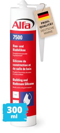 Alfa Sanitärsilikon 300 ml Weiß – Fugendichtstoff Profi Bau- & Badsilikon