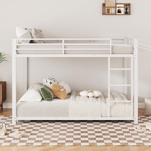 Bgsryao Etagenbett für Kinder, 140 x 200 cm, Etagenbett aus Eisen, klassische Form, Weiß (ohne Matratze)