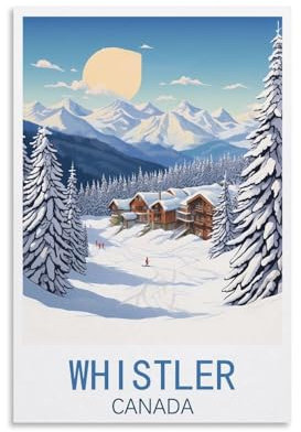 GuYaNa Whistler Canada Vintage-Reise-Poster, Landschaft, 20 x 30 cm, Leinwand-Kunstdruck, Gemälde für Wanddekoration, Wohnzimmer, Schlafzimmer