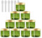 PQPAUTY 12 Pièces Vides Petit 50 ml Vert Cosmétique Pot en Plastique avec Couvercle Or 50 g Pots de Cosmétique Crème de Bouteille Contenant avec 6x Spatules