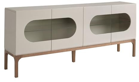 Angel Cerdá - Sideboard aus Holz Nussbaum Grau Innenbeleuchtung - Modernes und anspruchsvolles Wohnzimmer Sideboard - Sideboard Möbel mit großem Stauraum - 180 x 41 x 75 cm