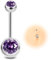 ESHIONER G23 Titan Bauchnabelpiercing Silber Bauchpiercing 14G 10MM Stablänge Belly Piercing Kurzer Stab Langer Stab Lila Kugeln Bauchnabel Piercing Schmuck damen