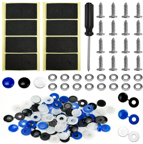 4 Pezzi Viti con Tappi di Fissaggio per Targa Auto,Auto Moto Camion Tir Porta Targa Portatarga,Kit di Fissaggio Targa Completo,Viti Originali per Targa con Cappucci di Copertura