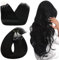 Ugeat Extensions Echthaar Microring Schwarz 50cm Weiche Haarextension Echthaar Microring Extensions Echthaar Schwarz #1 Haarverlängerung Micro Loop für Hochzeit 50 Strähnchen 50g