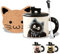 MengCat Tasses en forme de chat noir avec couvercles et cuillères – Tasses à café mignonnes pour les amateurs de chats – Cadeaux d'Halloween et de Noël pour elle