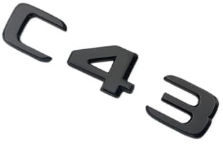 AQXYWQLL 3D ABS Chrom Schwarz C 43 Logo C43 Buchstaben Aufkleber BITURBO 4MATIC Emblem Autoabzeichen Kompatibel mit C43 W205 W204 Zubehör(Glossy Black,C43)