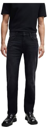 BOSS Herren H-Re.Maine Maine Schwarze Regular-Fit Jeans aus besonders softem italienischem Denim Anthrazit 34/34