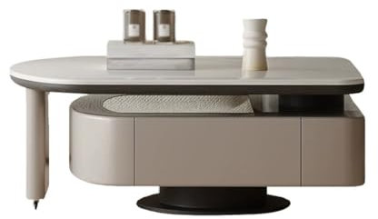 Table d'appoint pour canapé Table Basse rotative Petit Appartement Salon Maison Pierre microcristalline Combinaison de Verre Table Basse Table de Chevet