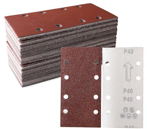 64 Stück Schleifblatt Set 93 x 185 mm Schleifpapier 8 Löcher,Schleifpapier Körnung 40/60/80/100/120/180/240/400 Zubehör für Multischleifer, Schwingschleifer, für Holz Metall und Farbe