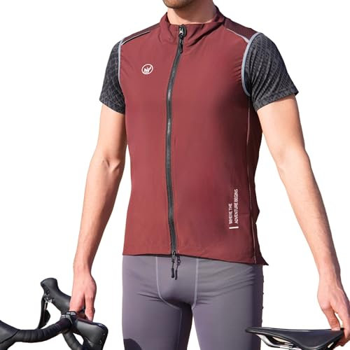 IMPALAPRO Gilet Vélo Réfléchissant – Gilet Sans Manche Coupe Vent Vélo Softshell – Gilet de Cyclisme Homme Ultraléger et Respirant – Veste Cyclisme Homme avec Poches et Haute Visibilité (M, Bordeaux)