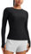 CRZ YOGA Womens Cloudweight Crew Neck Long Sleeve Tee Shirts Workout Athletic Casual Lightweight Basic Tops with Thumb Hole Black 10