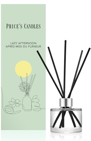 Price's Candles Fragrant Day Lazy Afternoon Reed Diffuser | Reed sticks included, Lazy Afternoon fragrance, long-lasting scent, stylish glass bottle, ideal for home, office and gifting