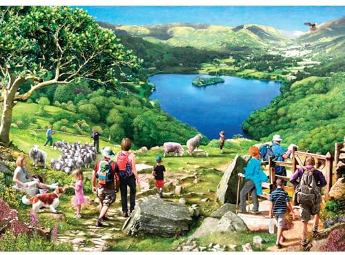 The House of Puzzles Lake View Jigsaw - Big 500 Piece Jigsaws For Adults, Extra Large Pieces, Artist Illustrated, Scenic Landscape, Deluxe Puzzle Gifts