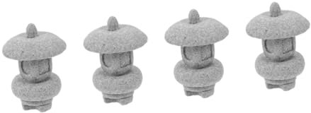 Yardwe 4 Stück Japanische Turmbeleuchtung Pagode Gartenverzierung Yoga-Frosch-Statue Gartenzwerg Schreibtisch Zen-Garten Halloween-miniaturen Zen-Garten Für Den Schreibtisch Figuren Stein